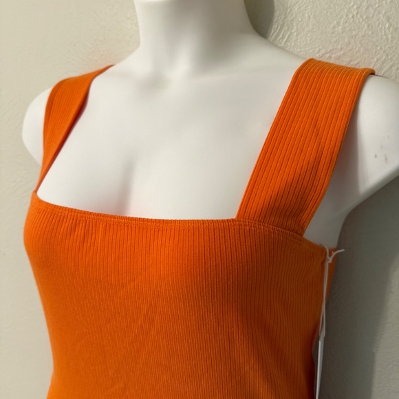 NWT Reformation size XL Laurena Knit Dress Citrus Ribbed Square Neck - Picture 2 of 14